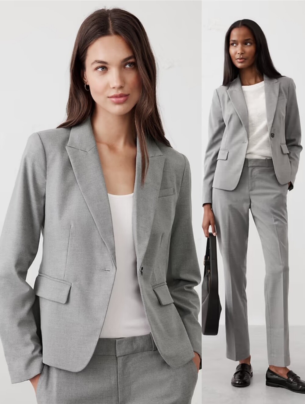 Banana Republic Factory Stretch Twill Classic Blazer Ryan Trousers Size 12 Gray